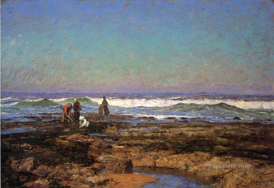 Clam Diggers Impressionist Indiana landscapes Theodore Clement Steele Beach Oil Paintings